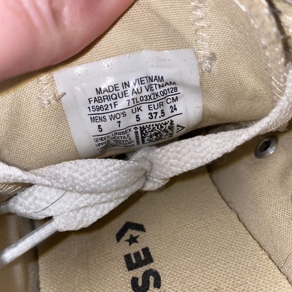 Converse Cream Chuck Taylor All Star Low Top Lace Up Sneakers, W Size 7 M Size 5 - Picture 8 of 9